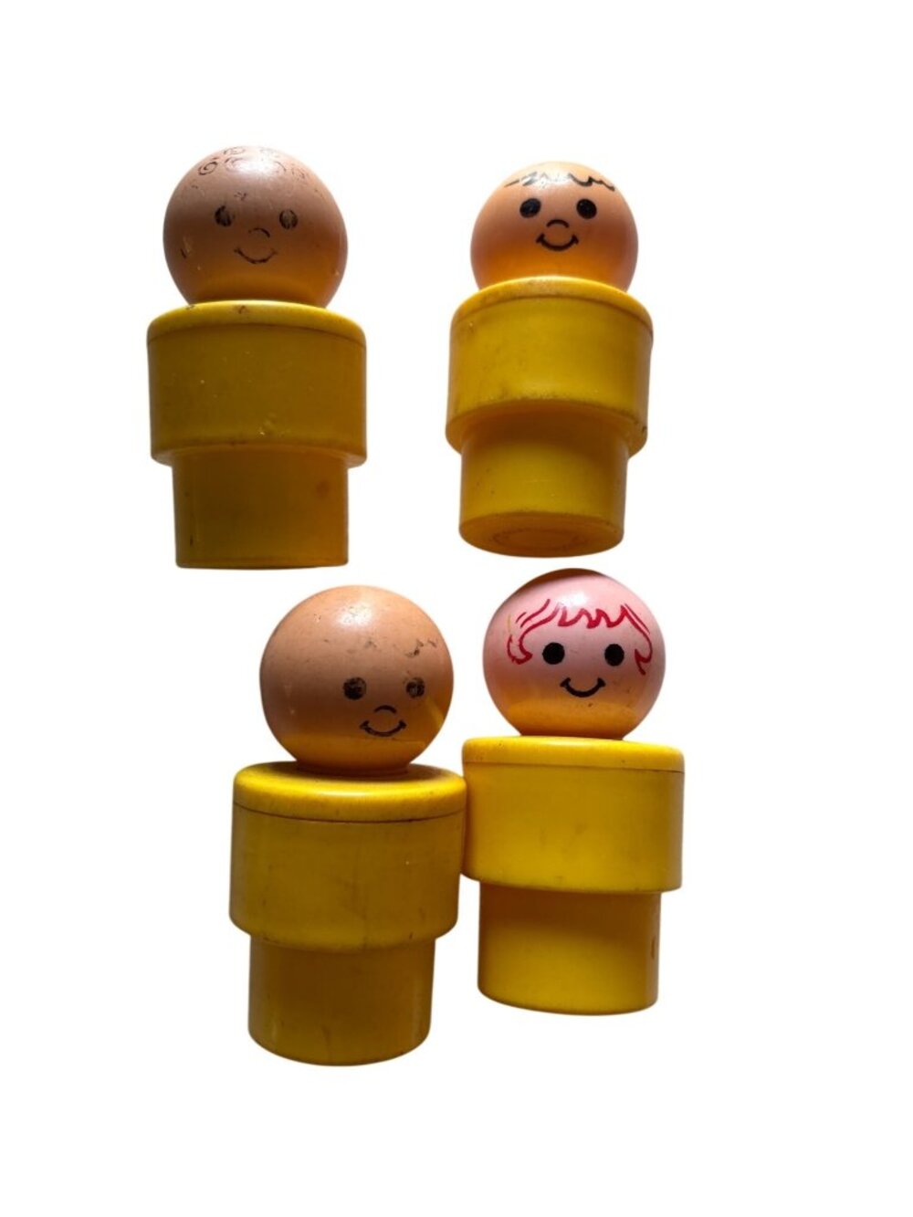 Vintage Fisher-Price Little People Yellow & Pink Figures Set Of 4 Plastic 1960s-